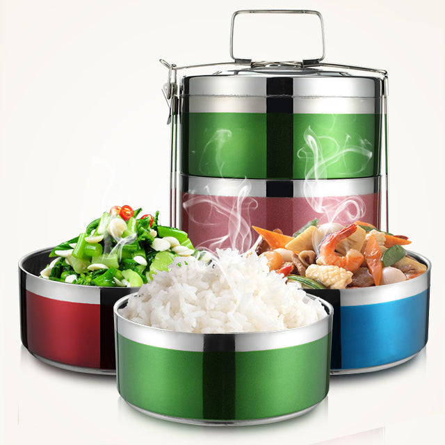 Boîte à repas isotherme en acier inoxydable portable à 3 étages