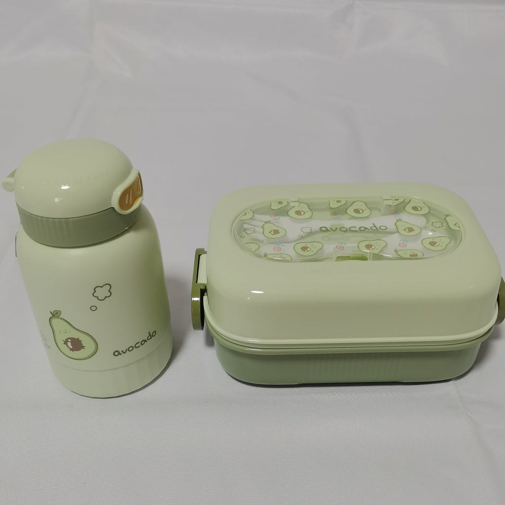 Gamelle et gourde avec fourchette et cuillère pour enfants