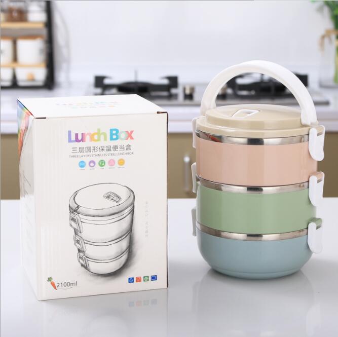Boîte à déjeuner en acier inoxydable pour enfants et adultes, 03 couches