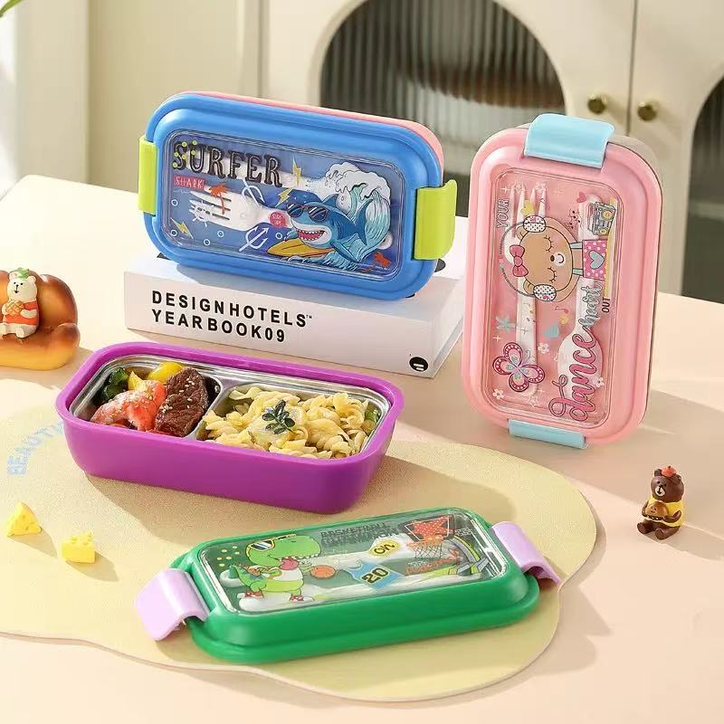 Boîte à déjeuner isotherme en acier inoxydable avec fourchette et cuillère pour enfants et adultes