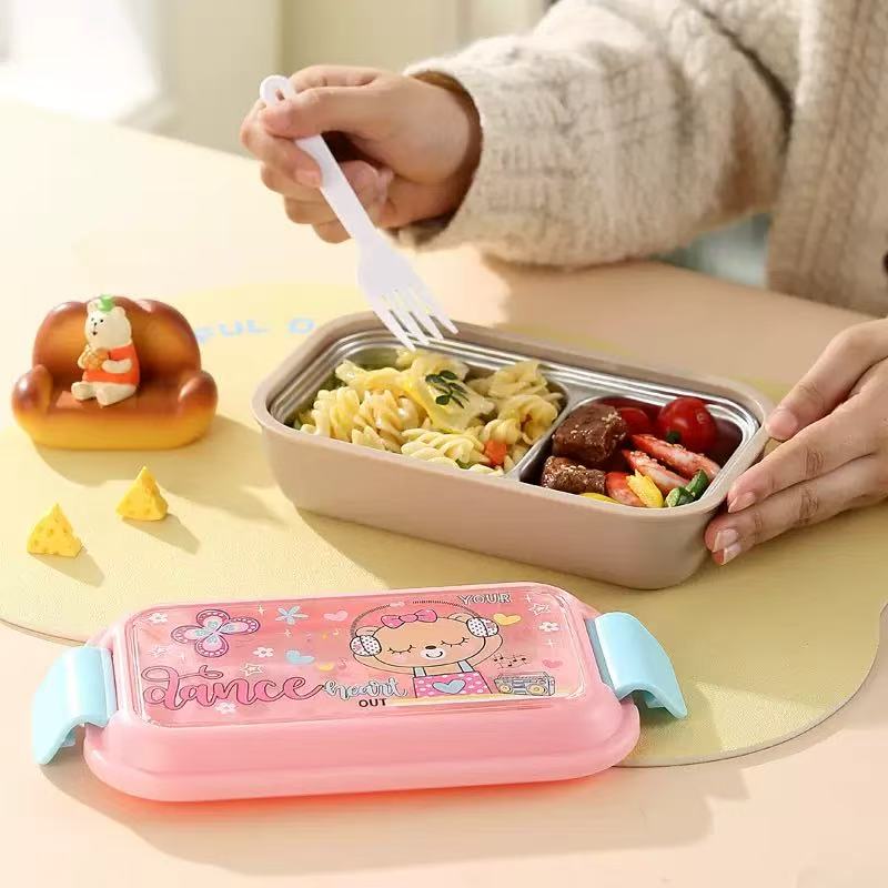 Boîte à déjeuner isotherme en acier inoxydable avec fourchette et cuillère pour enfants et adultes