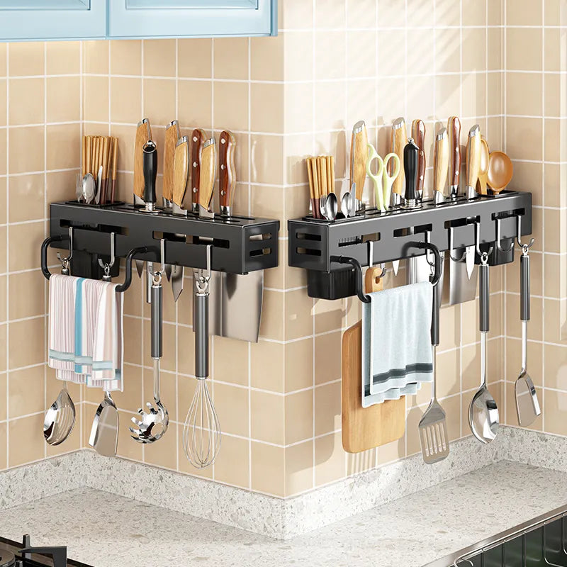 Support mural en acier inoxydable pour couteaux et ustensiles de cuisine