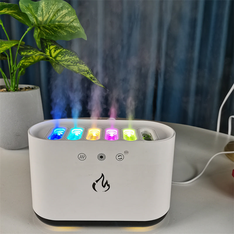humidificateur d'air et diffuseur de parfum à brume fraîche et lumière romantique avec 6 embouts de pulvérisation
