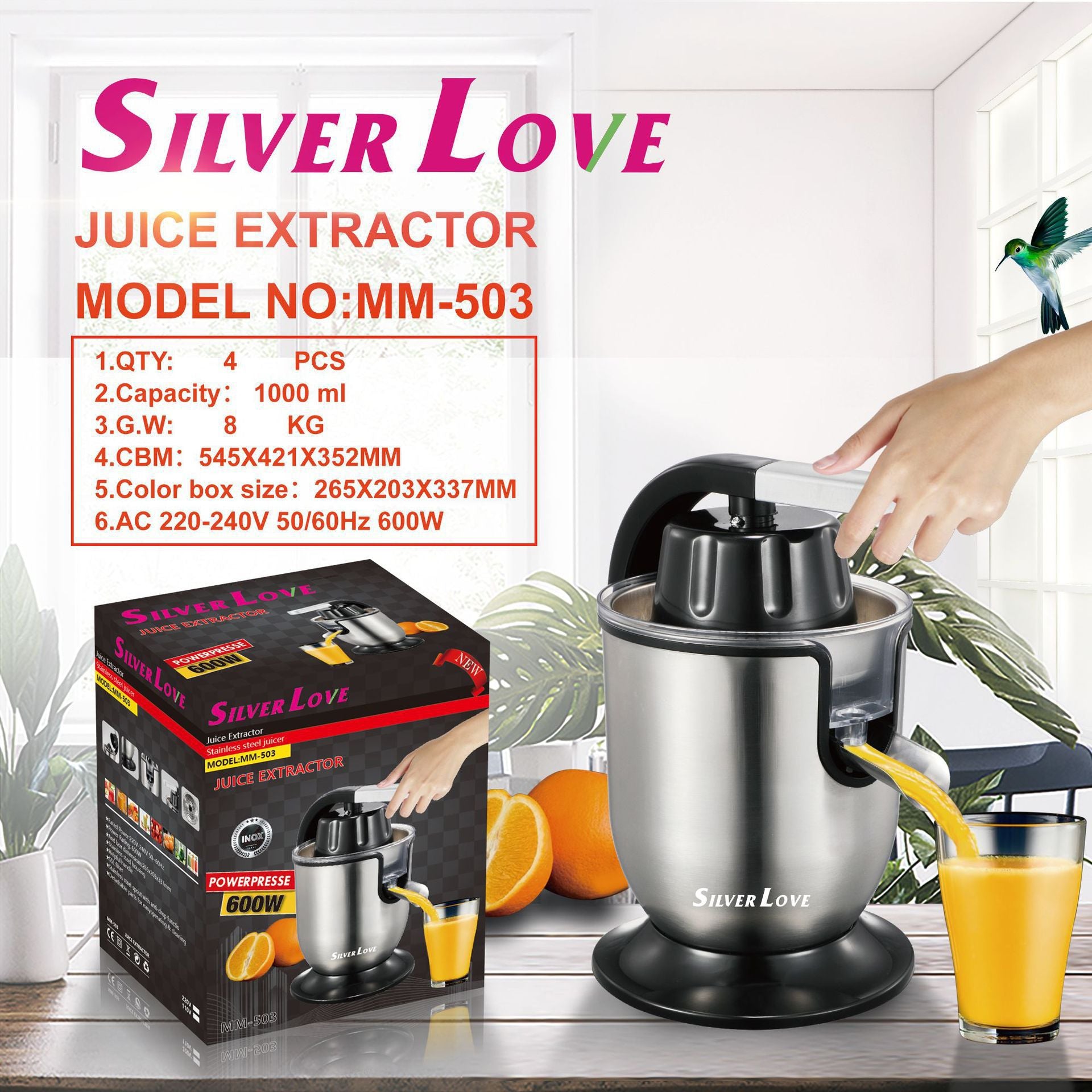 Presse Jus SILVER LOVE en Acier Inoxydable