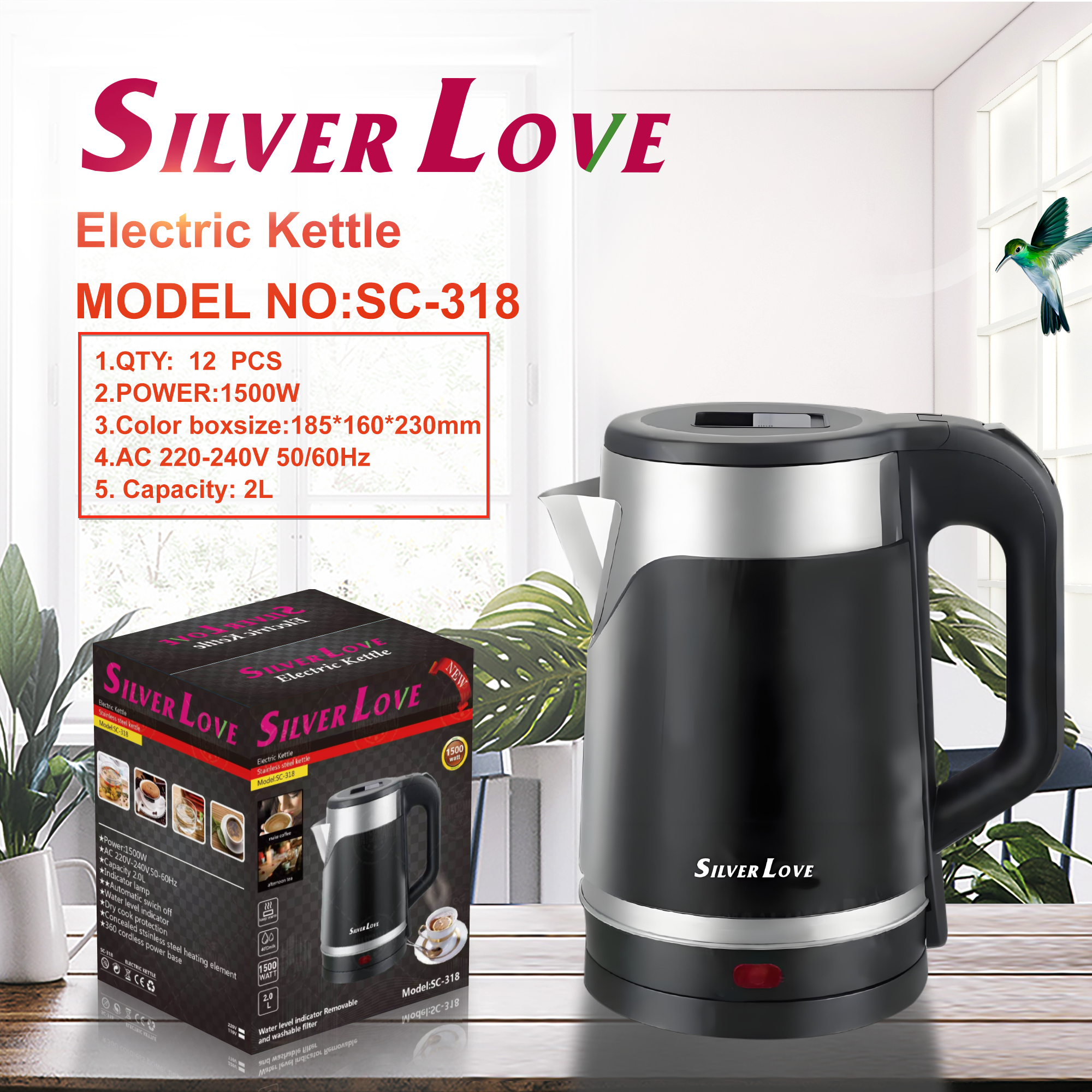 Bouilloire électrique SILVER LOVE