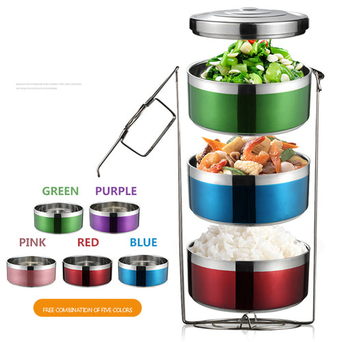 Boîte à repas isotherme en acier inoxydable portable à 3 étages