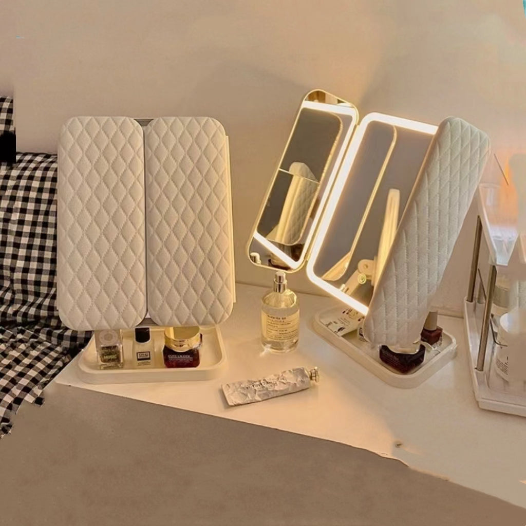 Mirroir de table LED pliable avec ecran Tactile rechargeable ( 03 niveaux de zoom )
