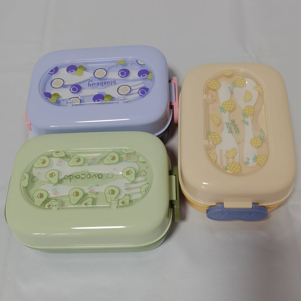 Gamelle et gourde avec fourchette et cuillère pour enfants